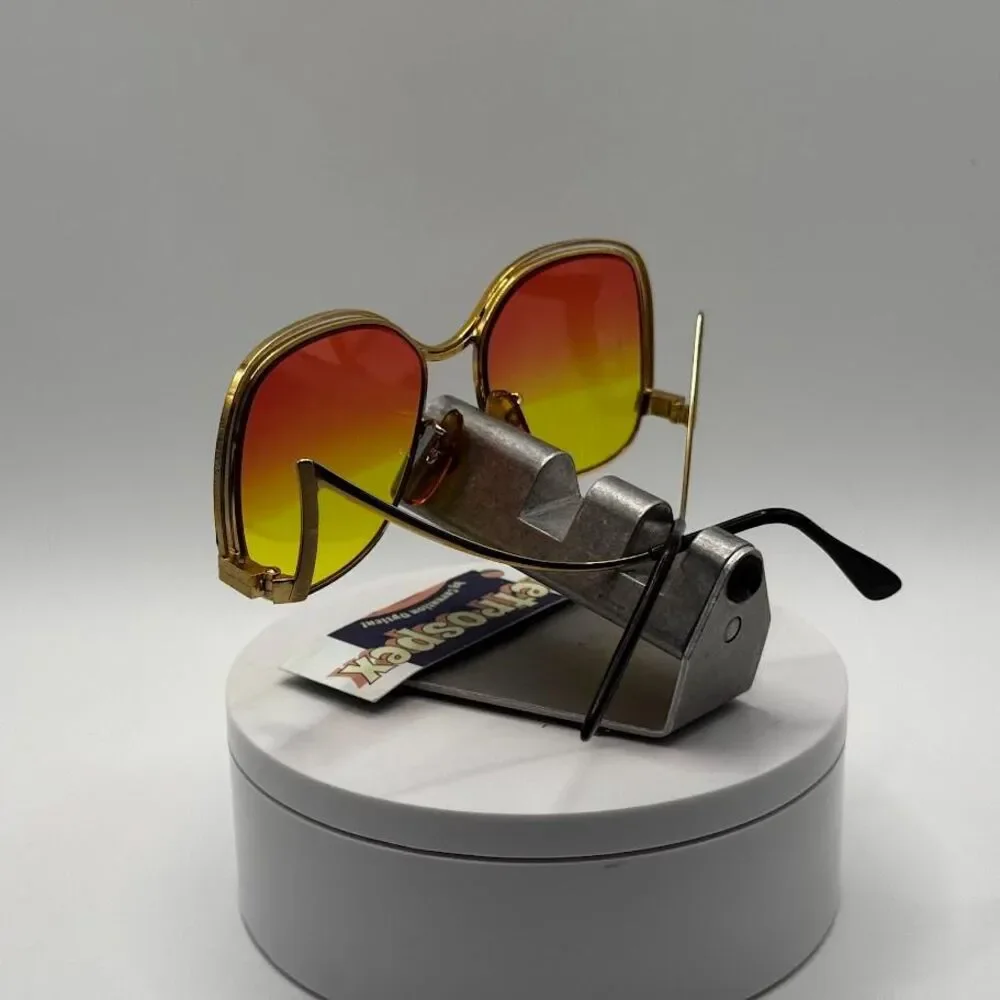 Vintage NOS Drop Temple Dramatic Eyeglass Frames with New Non-RX Lenses | Retro